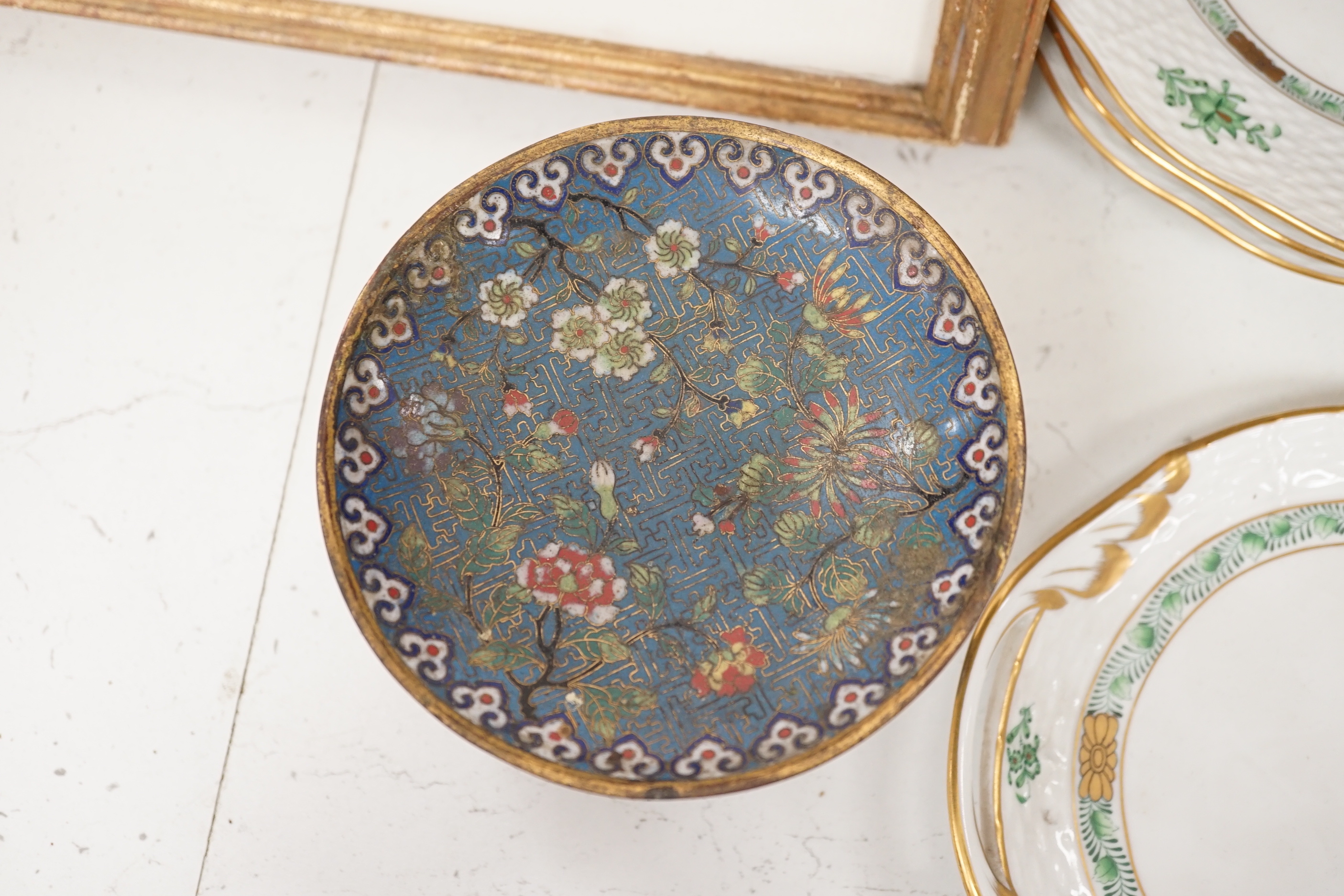 A Chinese cloisonné enamel stem dish, late 19th century, 8cm high
